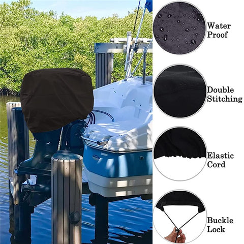 60-100HP 210D Oxford Cloth Yacht Half Outboard Motor Engine Dust Cover Marine Engine Protector, 68x40x53cm