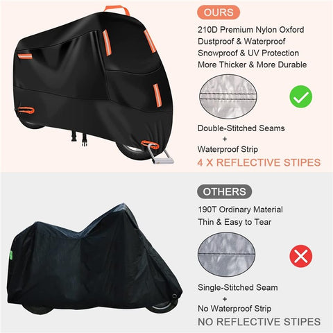 XXXL: 265x105x125cm Motorcycle 210D Oxford Cloth Cover Sun-Proof Rain-Proof Motorbike Cover Protector