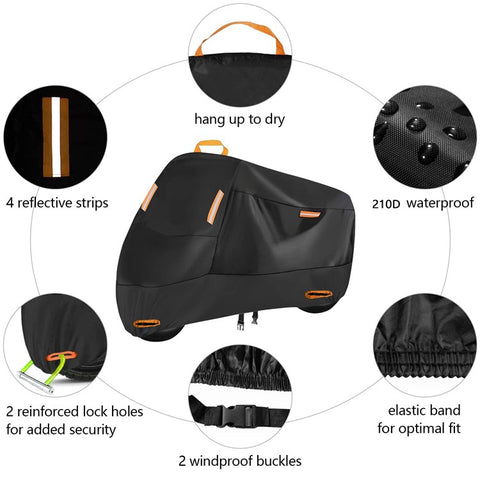XXL: 245x105x125cm Motorcycle 210D Oxford Cloth Cover Sun-Proof Rain-Proof Motorbike Cover Protector