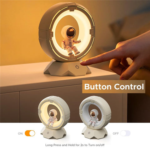 Astronaut Night Light for Kids USB Rechargeable LED Eye-Care Bedside Lamp with 3 Colors