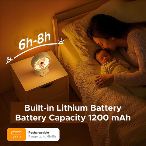 Astronaut Night Light for Kids USB Rechargeable LED Eye-Care Bedside Lamp with 3 Colors