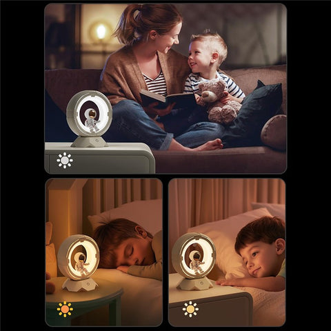 Astronaut Night Light for Kids USB Rechargeable LED Eye-Care Bedside Lamp with 3 Colors