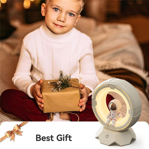 Astronaut Night Light for Kids USB Rechargeable LED Eye-Care Bedside Lamp with 3 Colors
