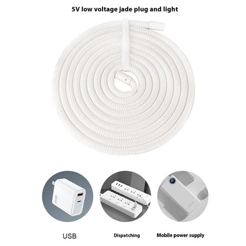 2m RGB LED Round Braided Light Strip Smart App Control Flexible Neon Ambient Light