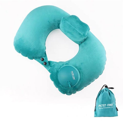 PICTET.FINO RH80 U-Shape Portable Press Inflatable Pillow Camping Travel Nap Neck Cushion with Storage Bag