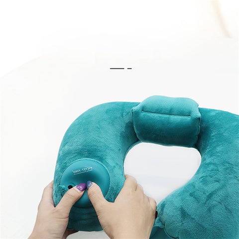 PICTET.FINO RH80 U-Shape Portable Press Inflatable Pillow Camping Travel Nap Neck Cushion with Storage Bag