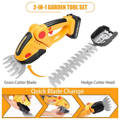 20000RPM 2-in-1 Electric Grass Hedge Trimmer Handheld Garden Pruner Tool, 1 Battery