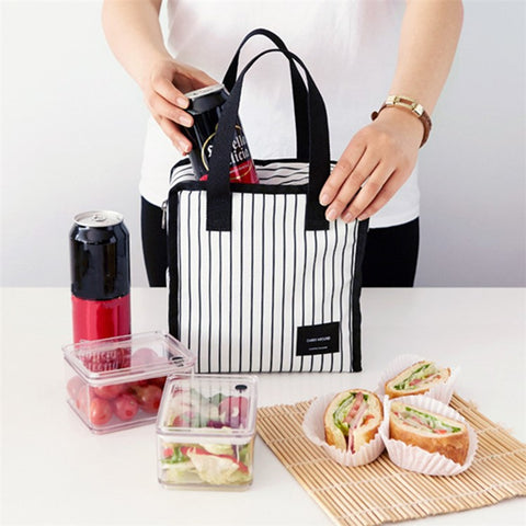Stylish Insulated Lunch Tote Bag Picnic Office School Bento Zipper Bag