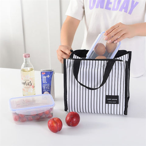 Stylish Insulated Lunch Tote Bag Picnic Office School Bento Zipper Bag