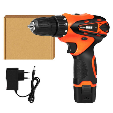 HILDA Cordless Electric Drill Screwdriver Rechargeable 12V Mini Drill Electric Screwdriver Tool, EU Plug