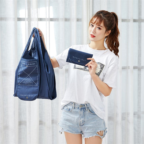WEEKEIGHT Waterproof Nylon Portable Shopping Bag Folding Reusable Supermarket Sundries Bag