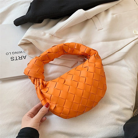 Women's Handbag PU Leather Woven Fashionable Knot Purse Woven Handmade Handmade Clutch Hand Bag