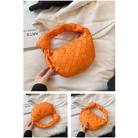 Women's Handbag PU Leather Woven Fashionable Knot Purse Woven Handmade Handmade Clutch Hand Bag