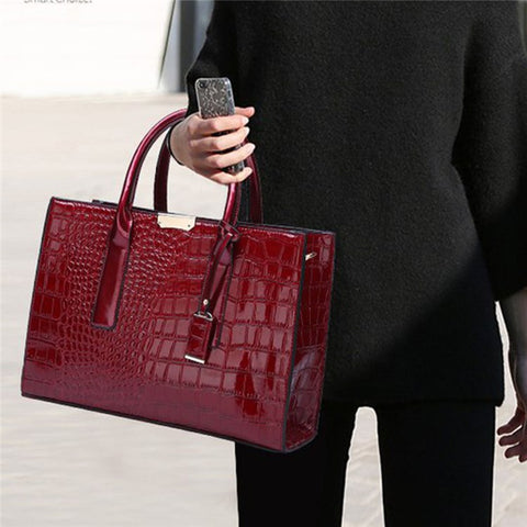 Fashion Crocodile Texture Handbag PU Leather Women Tote Bag Shoulder Bag