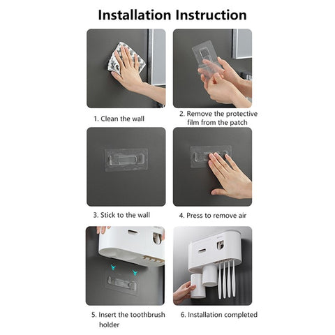 MENGNI Bathrooms Toothbrush Holder Wall Mounted 2 Cups Toothbrush Holder with Detachable Toothpaste Dispenser, 4 Brush Slot