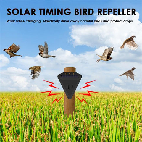 N911Q Solar Powered Outdoor Bird Repeller Multiple Sound Playback Birds Alarm Device