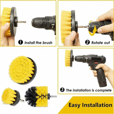 3Pcs / Set 2inch+3.5inch+4inch Power Drill Scrub Clean Brush Kit Electric Drill Replacement Brush Heads