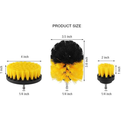 3Pcs / Set 2inch+3.5inch+4inch Power Drill Scrub Clean Brush Kit Electric Drill Replacement Brush Heads