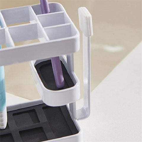 Toothbrush Holder Metal+Silicone Wall-Mounted Toothpaste Cup Hanger for Bathroom