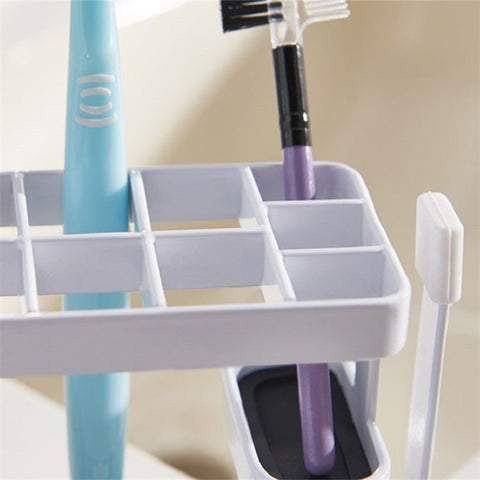 Toothbrush Holder Metal+Silicone Wall-Mounted Toothpaste Cup Hanger for Bathroom