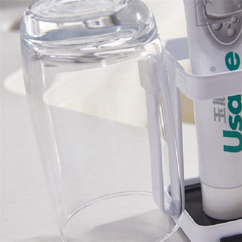 Toothbrush Holder Metal+Silicone Wall-Mounted Toothpaste Cup Hanger for Bathroom