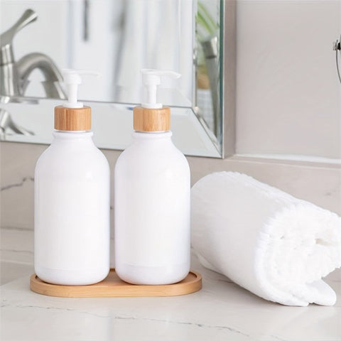 JJTZ Bamboo Oval Tray Toilet Tank Storage Tray Living Room Counter Top Organizers for Small Things