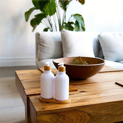 JJTZ Bamboo Oval Tray Toilet Tank Storage Tray Living Room Counter Top Organizers for Small Things