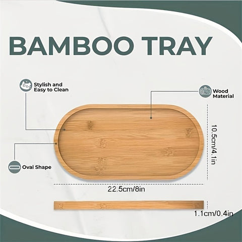 JJTZ Bamboo Oval Tray Toilet Tank Storage Tray Living Room Counter Top Organizers for Small Things