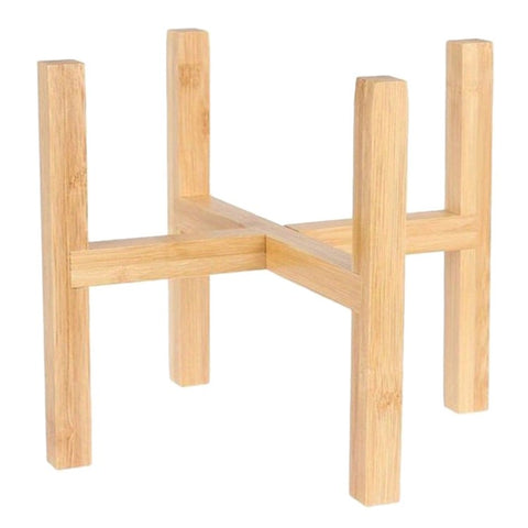 JJTZ Bamboo Planter Stand Rack Cross-shaped Storage Shelf Plant Pot Stand Flower Pot Holder, Size L