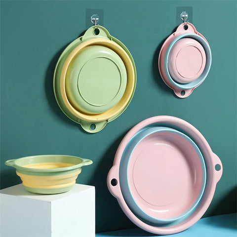 Thicken PP+TPR Collapsible Round Basin Space Saving Multipurpose Washbasin, Size S