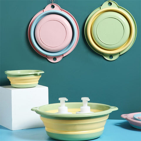 Thicken PP+TPR Collapsible Round Basin Space Saving Multipurpose Washbasin, Size S