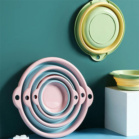 Thicken PP+TPR Collapsible Round Basin Space Saving Multipurpose Washbasin, Size S