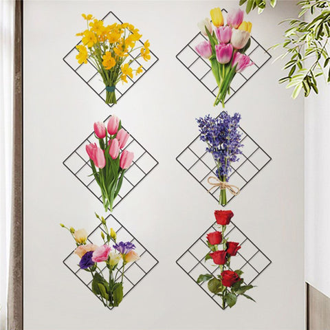 Flower Plant 3D Wall Stickers Living Room Classroom Corridor Background Wall Decor Decals Set