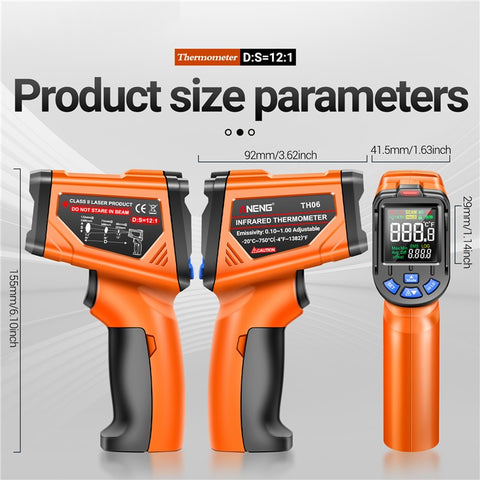 ANENG TH06 Digital Infrared Thermometer Temperature Gun -20 - 750 Degrees Celsius Handheld Non Contact Reverse Screen Industrial Tool