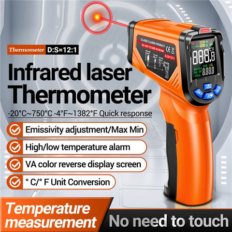 ANENG TH06 Digital Infrared Thermometer Temperature Gun -20 - 750 Degrees Celsius Handheld Non Contact Reverse Screen Industrial Tool