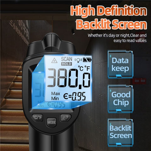 ANENG TH103 Digital Infrared Thermometer Temperature Gun -20 - 380 Degrees Celsius Handheld Non Contact Reverse Screen Industrial Tool