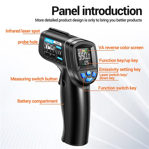 ANENG TH104 Color Display Infrared Thermometers Portable -50 to 550 Degree Temp Measurement for Industry, Kitchen