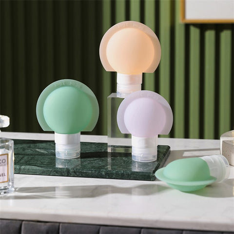 3PCS 90ML Squeezable Travel Shampoo Container PP+Silicone Dispenser Bottle (3 Colors) + Label