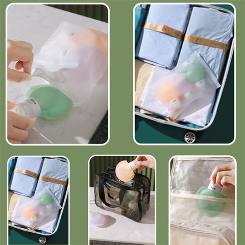 3PCS 90ML Squeezable Travel Shampoo Container PP+Silicone Dispenser Bottle (3 Colors) + Label