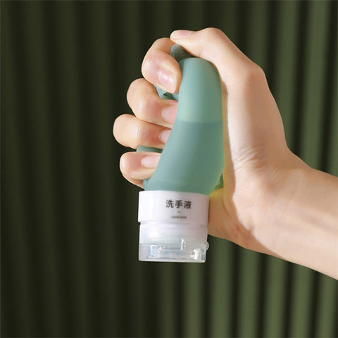 3PCS 60ML PP+Silicone Dispenser Bottle Leak Proof Portable Tube Travel Shampoo Container (3 Colors) + Label