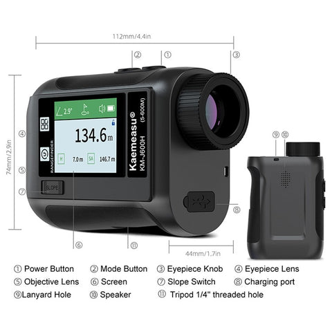 KAEMEASU KM-J1500H 5-1500m Voice Broadcast Golf Rangefinder Laser Golfing Range Finder Measuring Tool