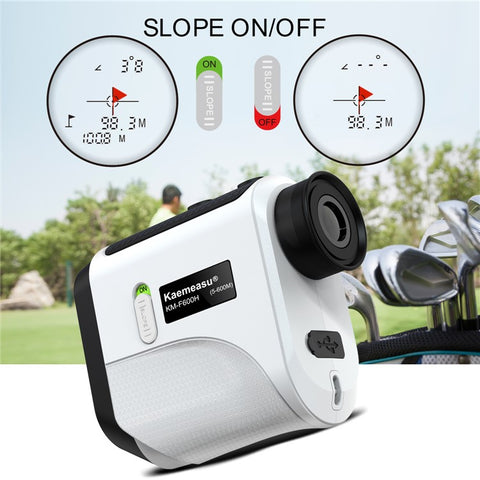 KAEMEASU KM-F600H Golfing Range Finder 5-600m 6.5X Magnification Laser Golf Rangefinder Built-in 450mAh Battery
