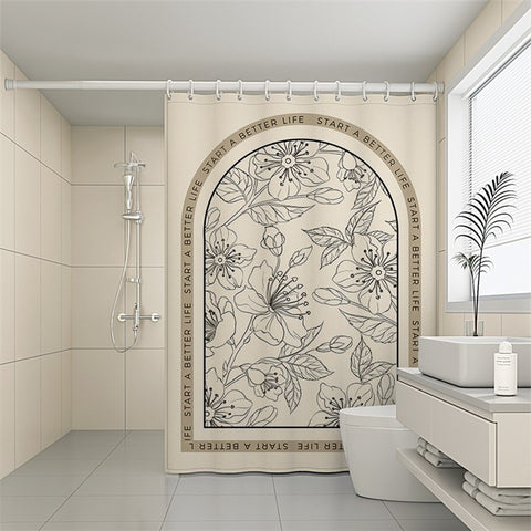 150x180cm Shower Curtain Waterproof Printing Pattern Washable Bath Curtain