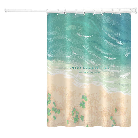 150x180cm Bathroom Shower Curtain Holiday Beach Series Mildew Resistant Shower Liner