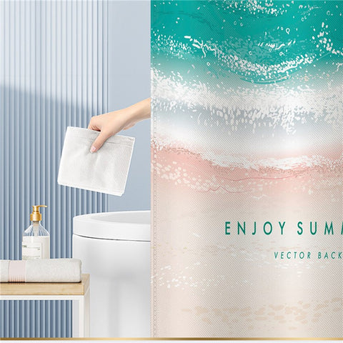 150x180cm Bathroom Shower Curtain Holiday Beach Series Mildew Resistant Shower Liner