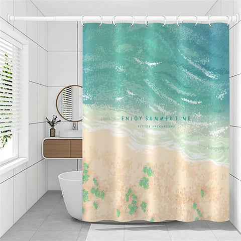 150x180cm Bathroom Shower Curtain Holiday Beach Series Mildew Resistant Shower Liner
