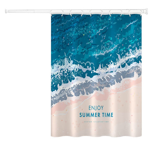 150x180cm Bathroom Shower Curtain Holiday Beach Series Mildew Resistant Shower Liner