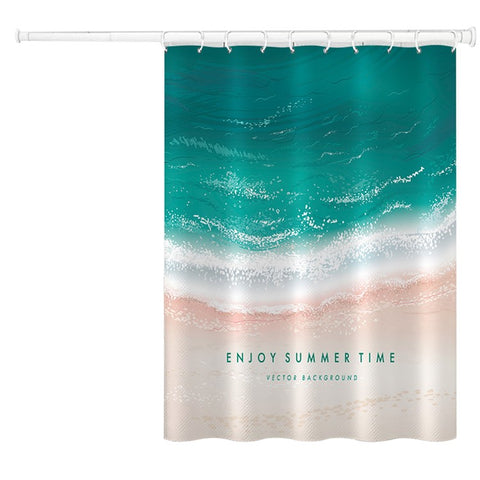 150x180cm Bathroom Shower Curtain Holiday Beach Series Mildew Resistant Shower Liner