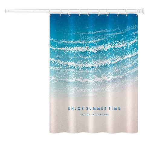150x180cm Bathroom Shower Curtain Holiday Beach Series Mildew Resistant Shower Liner