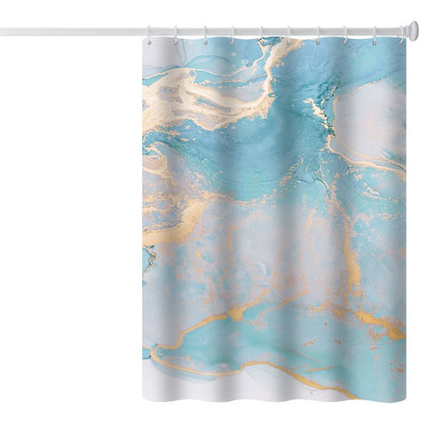 120x180cm 3D Marble Bathroom Shower Curtain Waterproof Fabric Shower Liner with Hooks